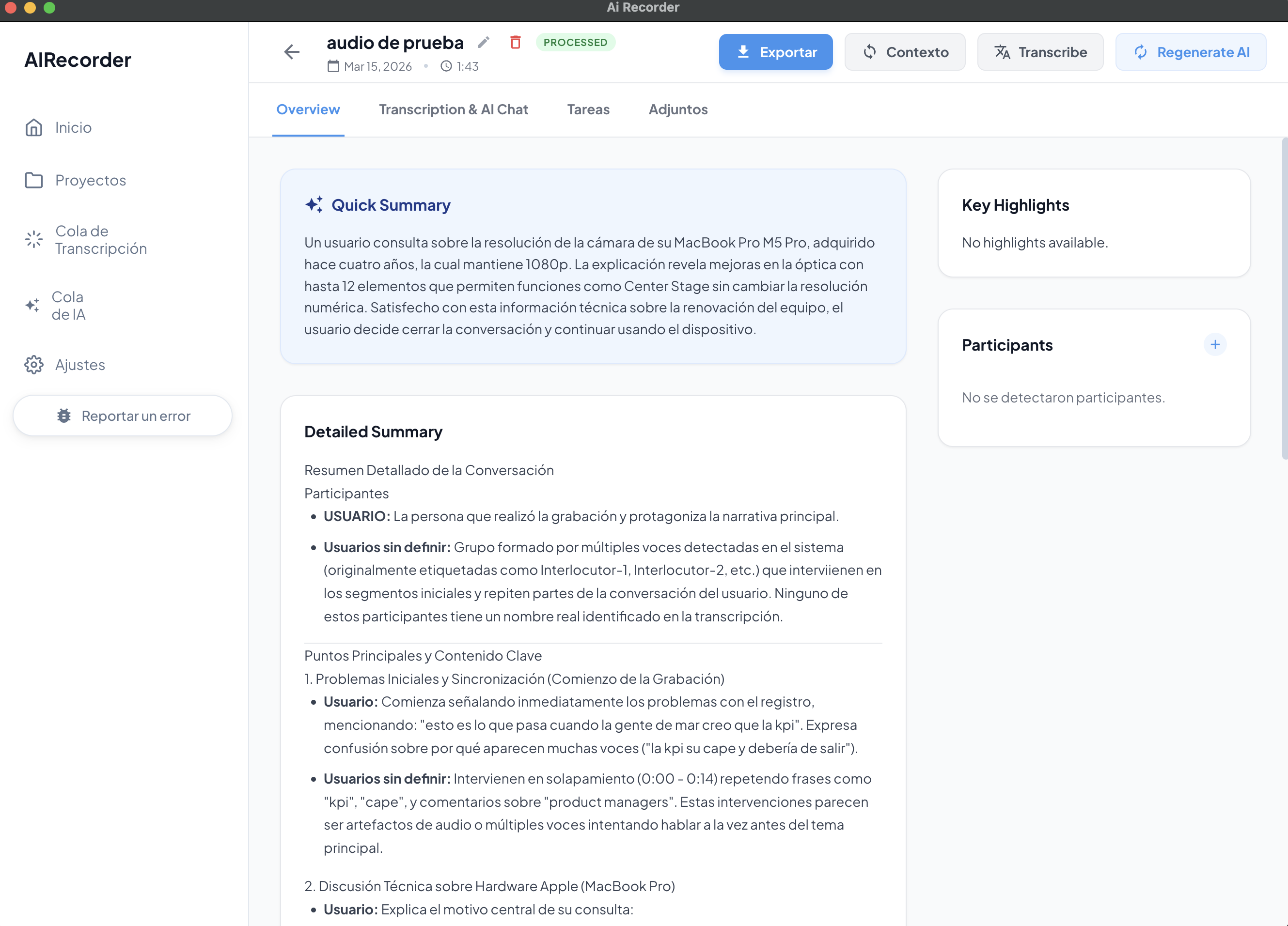 Resumen generado con IA